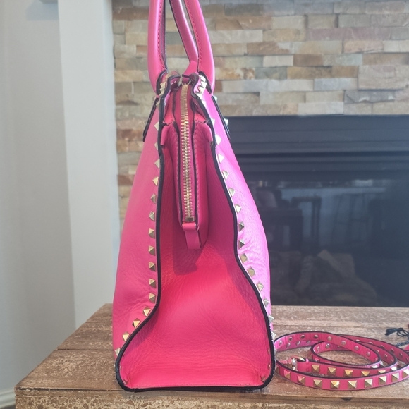 Valentino Vibrant Pink Studded Tote - Picture 7 of 16